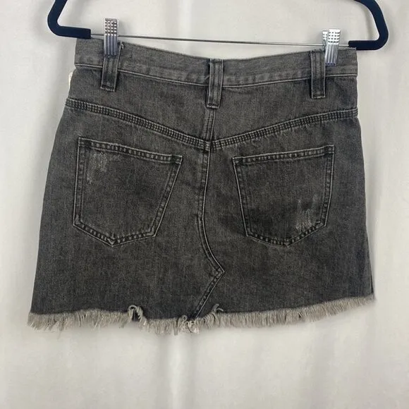 WE The Free NWT Sanded Black Distressed Unique Pleated Skirt - Size 26