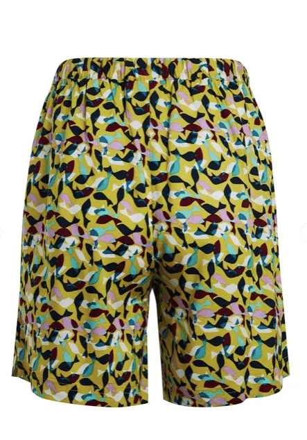 Weird Fish Sundance EcoVero™ Printed Summer Shorts Warm Olive