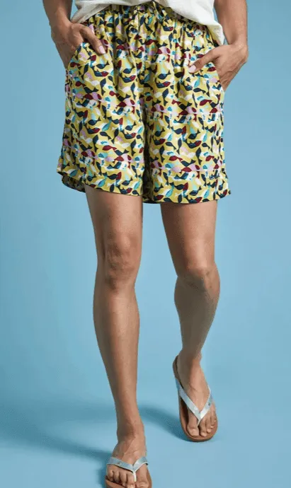 Weird Fish Sundance EcoVero™ Printed Summer Shorts Warm Olive