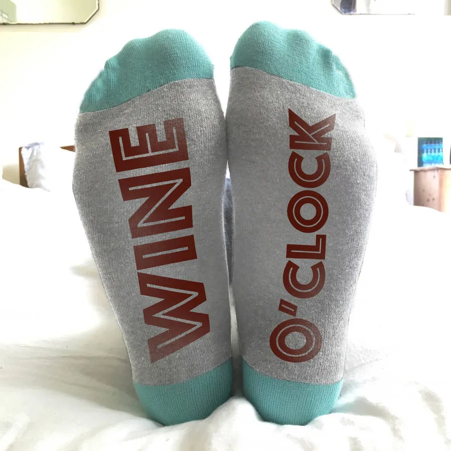 Wine O'Clock 'Feet Up' message socks