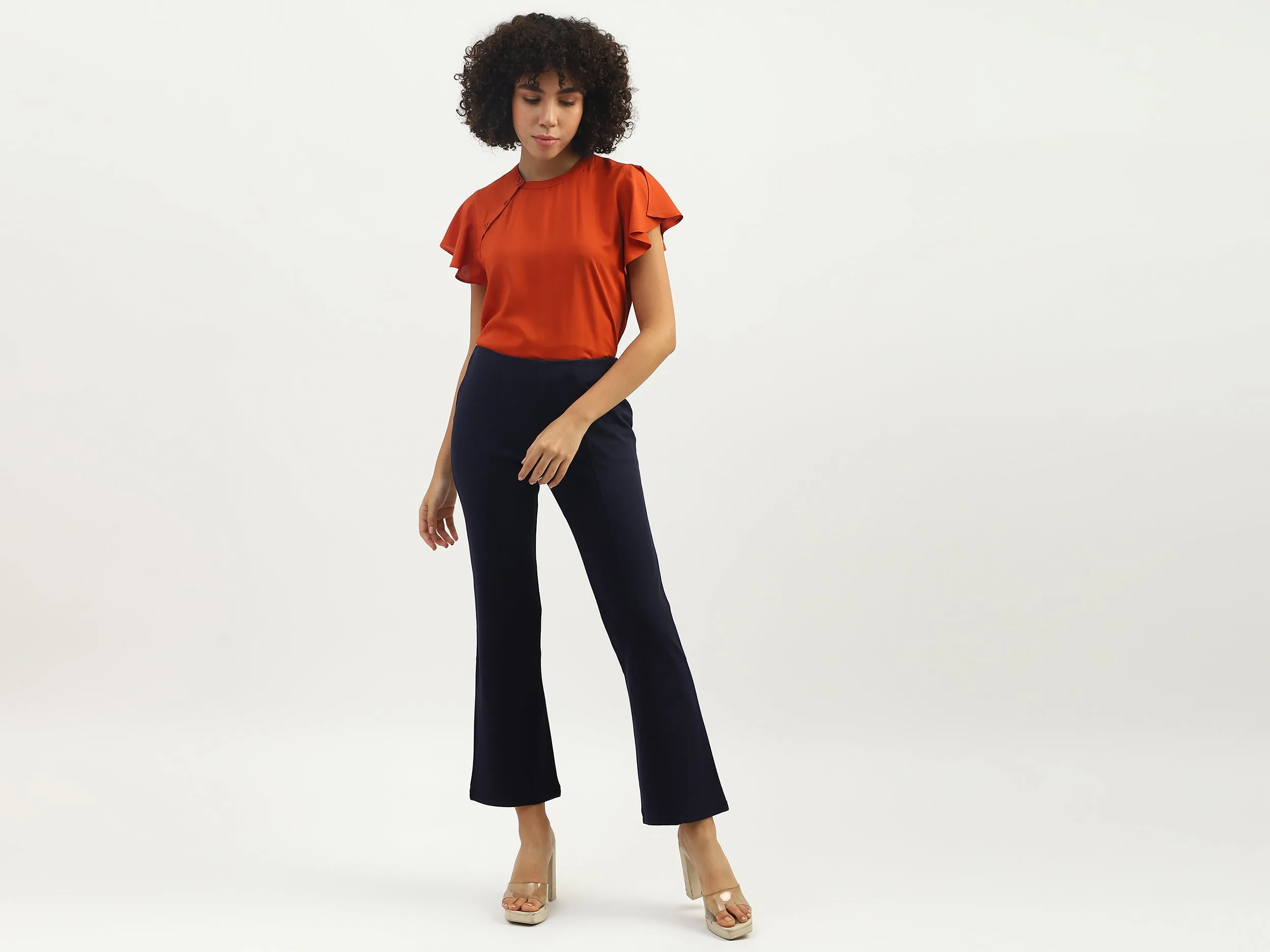 Women Solid Round Neck Top