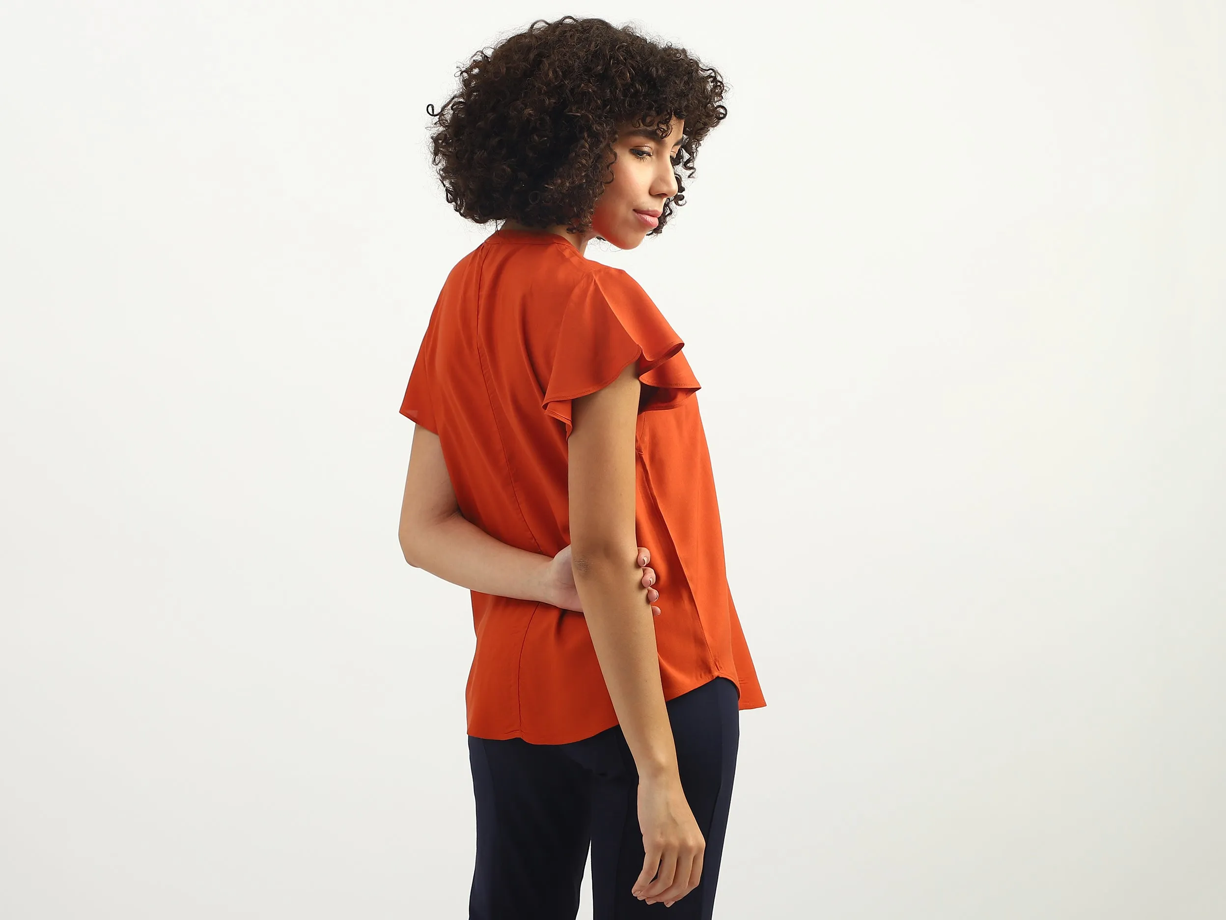 Women Solid Round Neck Top