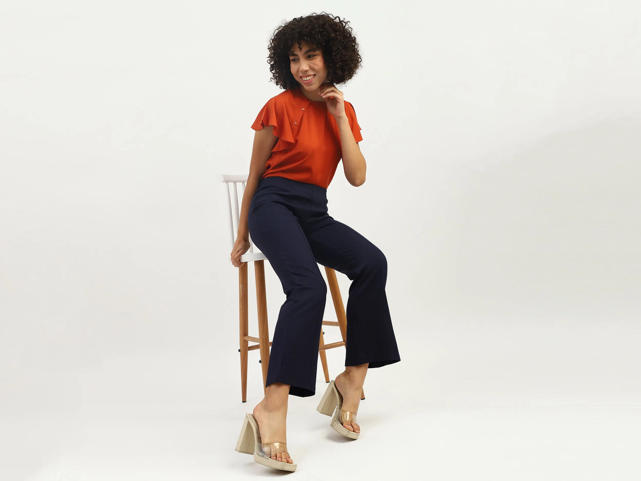 Women Solid Round Neck Top