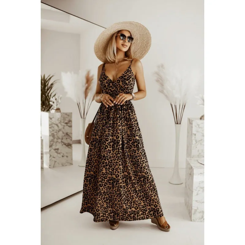 Women's Leopard Print Printing Slip Dress