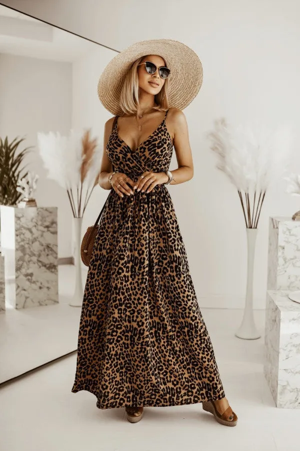 Women's Leopard Print Printing Slip Dress