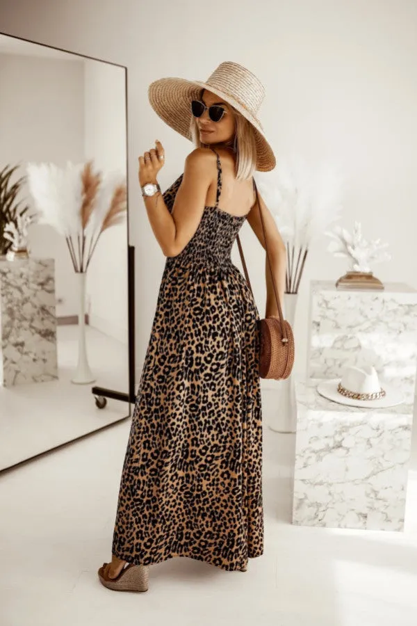 Women's Leopard Print Printing Slip Dress