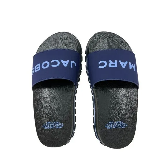Women's Marc Jacobs The Slide Sandals Navy New With Box