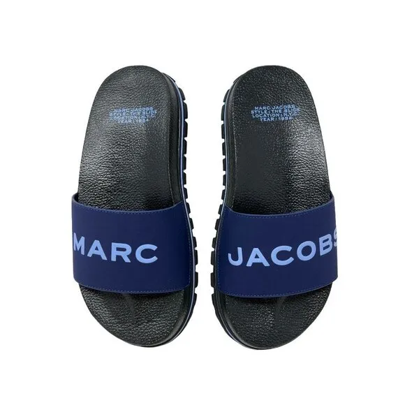 Women's Marc Jacobs The Slide Sandals Navy New With Box